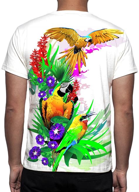 Camiseta Arara Tropical Estampa Total Elo