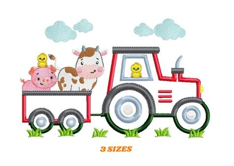 Conceptions De Broderie De Tracteur Animaux De Ferme Etsy Machine