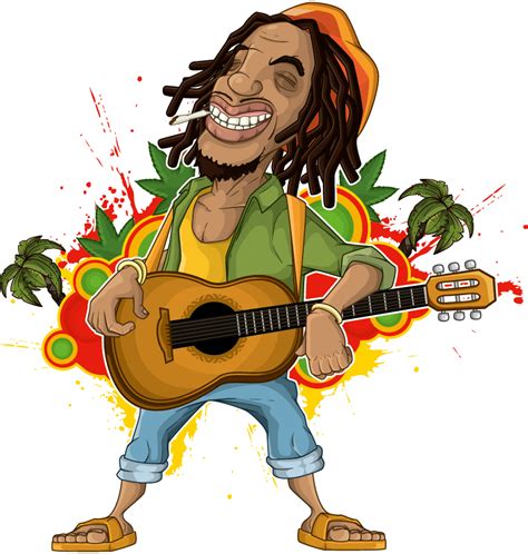 Free Vector がらくた素材庫 レゲエ ミュージシャン Cartoon Character Reggae Musicians イラスト素材