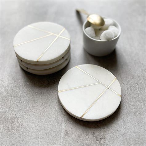 Circular Marble Coasters With Brass Inlay Set Of 2 Hdhub4u Tools