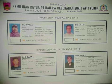 Pemilihan Ketua Rw Dan Rt Di Kelurahan Kota Bukittinggi Dilakukan