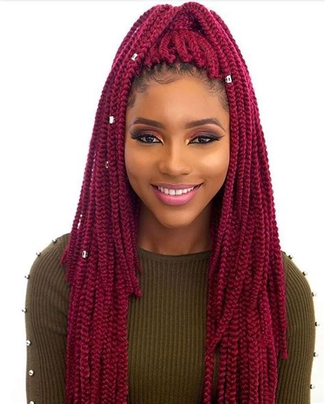 40 Red Box Braids Styles For Every Occassion