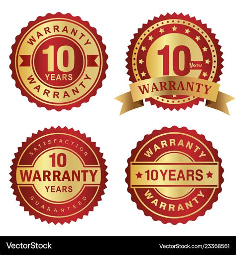 Warranty Labels 10 Years Royalty Free Vector Image