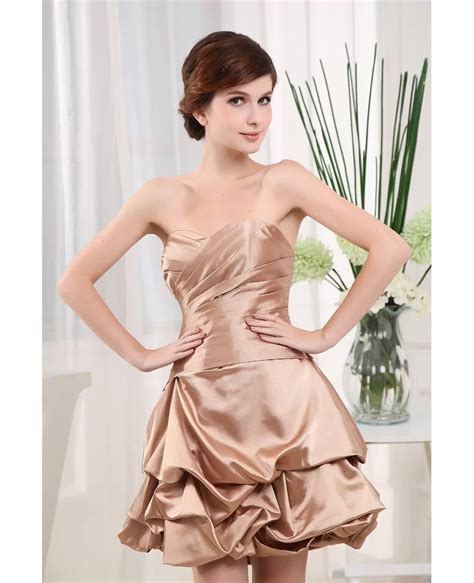 A Line Strapless Short Satin Cocktail Dress Op3264 1034