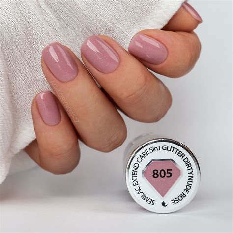 805 Semilac Glitter Dirty Nude Rose Care Base Extend 5in1 7ml Pukka Nails