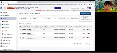 Tập huấn hướng dẫn giáo viên sử dụng phần mềm K12 online để kiểm tra