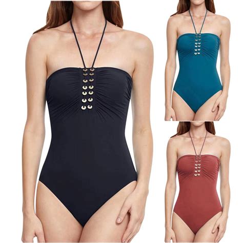 Kaufe Frauen Sexy Solid Mit Brustpolster Ohne B Gel Bikini Deep V