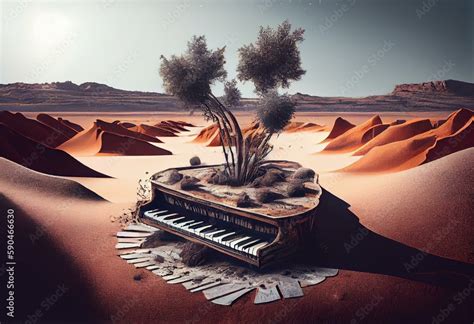 Piano in nature. Surreal image related to piano music, song and melody ...