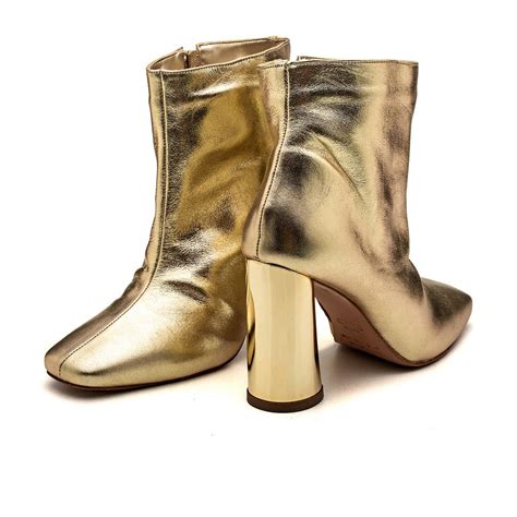 Bota Cano Médio Salto Redondo Cromado Suzy Dourado Gats