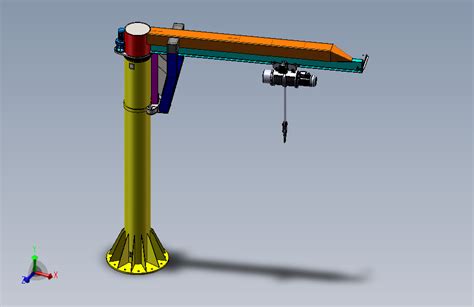 5t定柱式悬臂起重机solidworks 2020模型图纸下载 懒石网