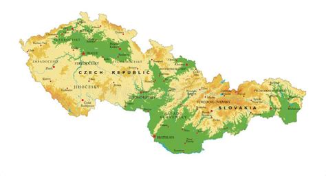 Mapa F Sico De La Rep Blica Checa Y De Eslovaquia Ilustraci N Del