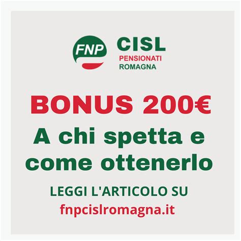 Bonus Chi Pu Ottenerlo Fnp Cisl Romagna