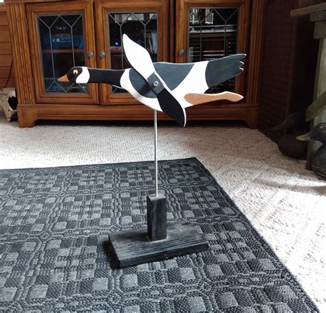 Vintage Canadian Goose Whirligig Handmade Painted Wood Folk Etsy