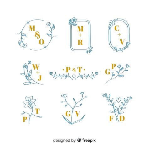 Colecci N De Elegantes Monogramas De Boda Vector Gratis