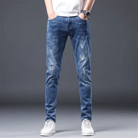 Jual Celana Jeans Sobek Pria Panjang Slimfit Stretch Jens Skinny Pensil