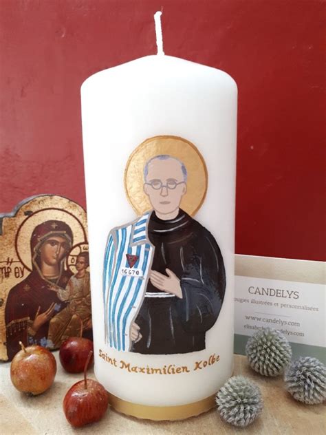 Saint Maximilien Kolbe Candelys Bougies illustrées et personnalisées