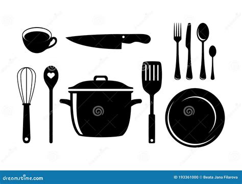 Kitchen Tools For Cooking Icon Set Vector Stock Vector Illustration