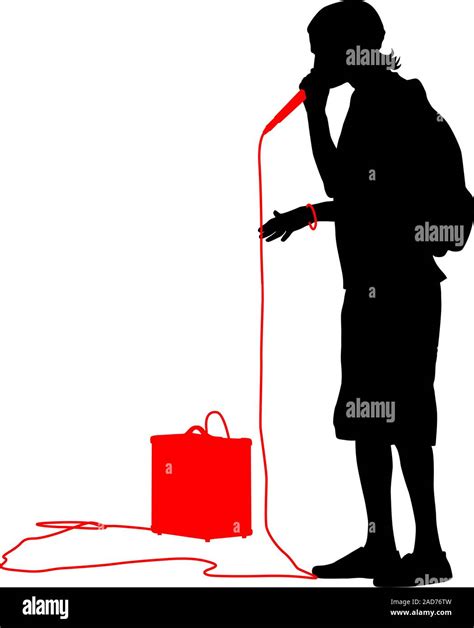 Silhouette Of The Guy Beatbox With A Microphone Vector Illustration