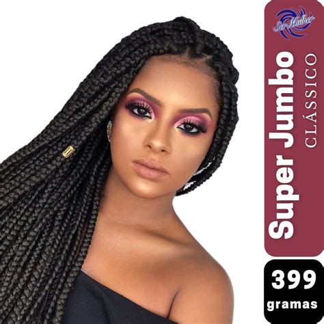 Cabelo Para Tranças Box Braids Jumbo Ser Mulher 65 cm Pacote 399 Gramas