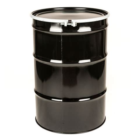 55 Gal Steel Drum Open Head Black Epoxy Phenolic Lining Plain Top