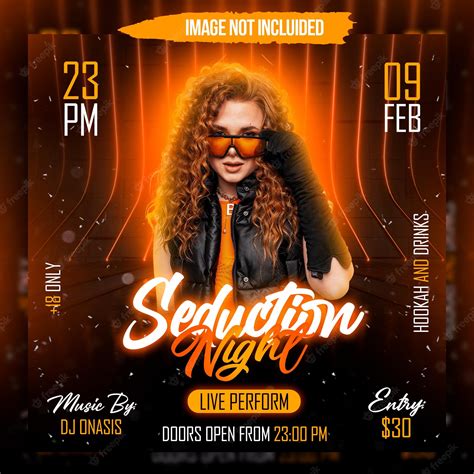 Premium Psd Psd Seduction Night Club Dj Party Flyer Social Media Post