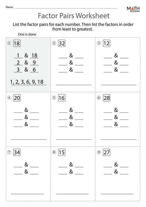 Factors Worksheets Math Monks