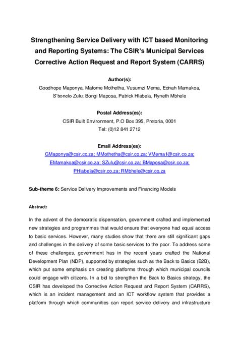 Pdf Strengthening Service Delivery With Ict Based Monitoring And