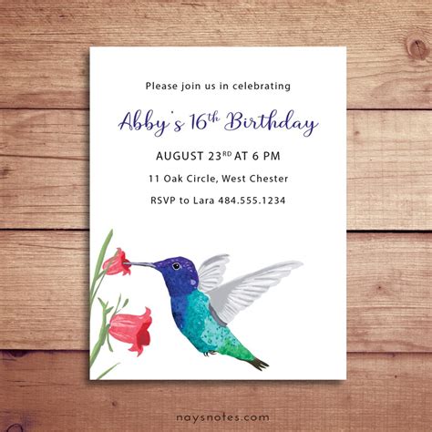 Hummingbird Invitations Hummingbird Invites Hummingbird | Etsy