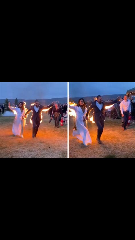 Bride And Groom Stunt Doubles Set Themselves On Fire For Wedding Exit