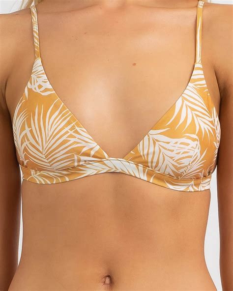 Shop Rip Curl Summer Palm Fixed Triangle Bikini Top In Honey Fast