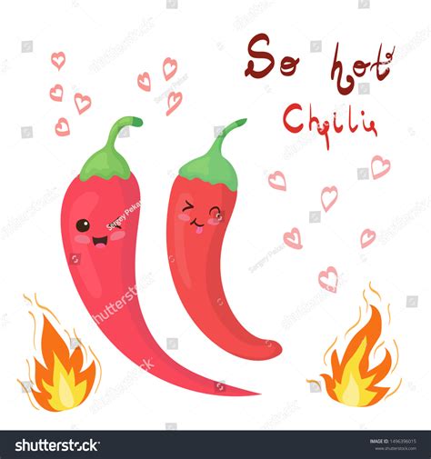Cute Hot Chili Peppers Vector Illustration Stock Vector Royalty Free 1496396015 Shutterstock