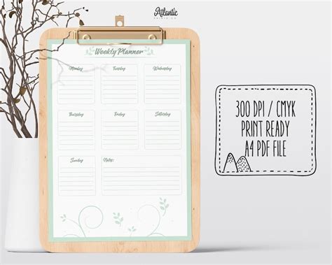 Weekly Planner Printable Landscape Minimalist Weekly Schedule Week At