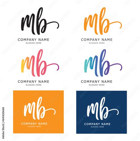 Initial Letters Mb Logo Handwritten Signature Stock Vector Adobe Stock