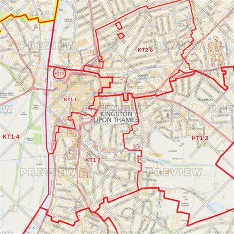 Kingston upon Thames London Borough Postcode Map – Map Logic