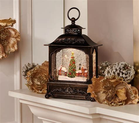 12 Illuminated Glitter Lantern With Holiday Scene By Valerie