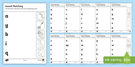 Alphabet Initial Beginning Sounds Phonics Worksheets