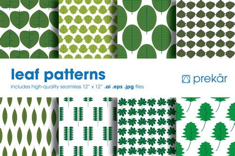 Seamless Leaf Patterns (8 Pack) Graphic by prekär · Creative Fabrica