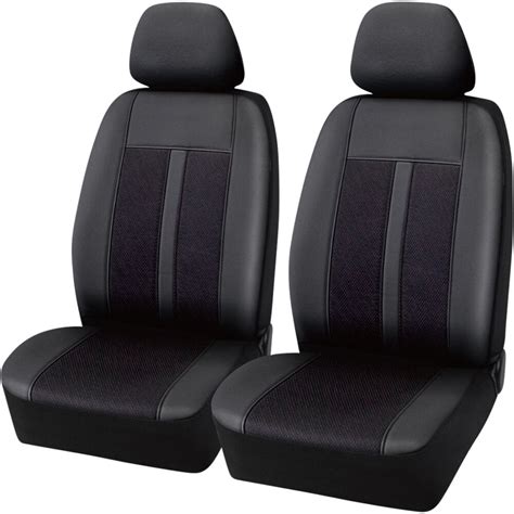 Sca Premium Jacquard And Leather Look Seat Covers Blackred Adjustable