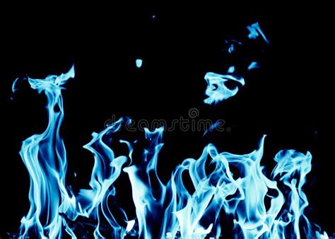 Abstract Background Of Blue Flame Fire On Black Background Stock Image