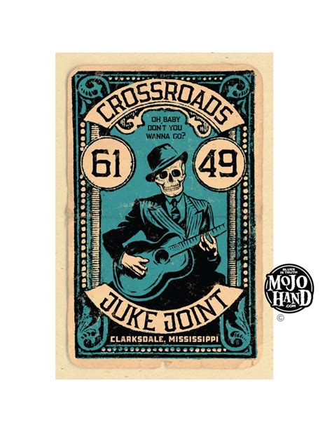 Crossroads Blues Juke Joint Folk Art Poster Etsy