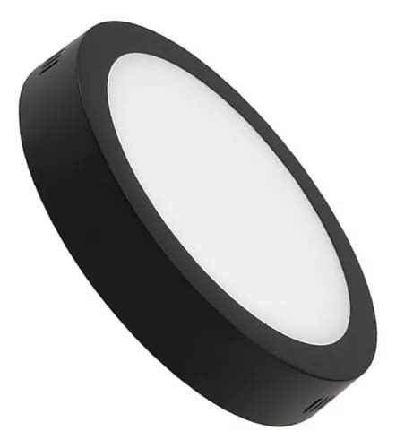 Plafon Led Redondo Aplicar 18w Panel Marco Negro Pack 4 Color De La Luz