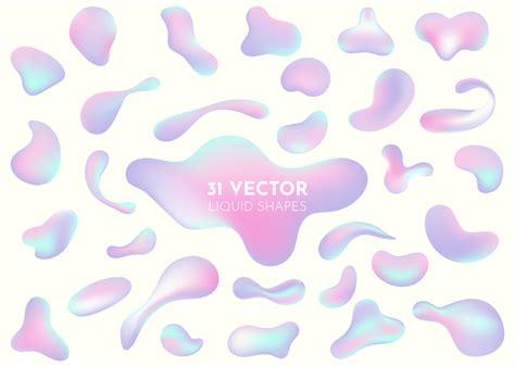 Liquid Flow Pastel Purple Blue D Neon Lava Lamp Vector Geometric Set