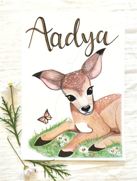 Baby Deer Custom Name Print Baby Deer Print Woodland Nursery - Etsy