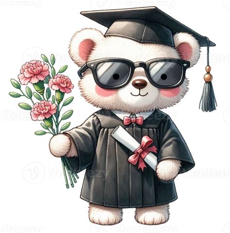 Aigenerated Bear Graduation Gown Holding A Carnation 43253251 Png