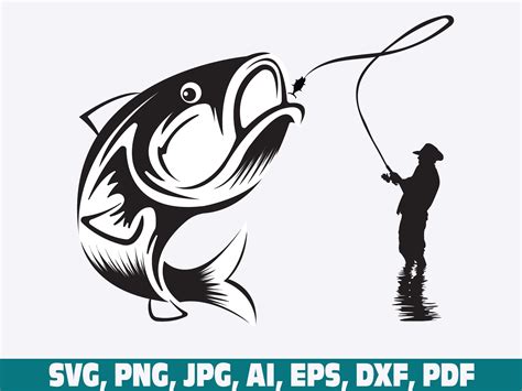 Fisherman Catching Fish Svg Fishing Svg Fish Hook Svg Png Etsy