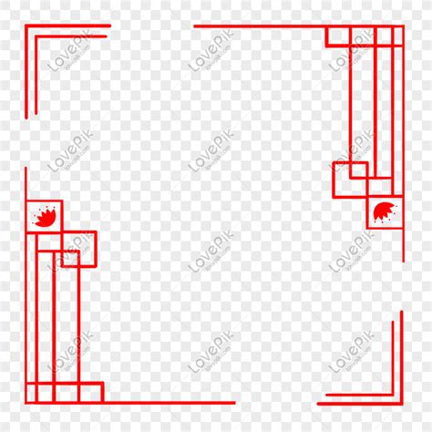 Hand Drawn Red Back Glyph Border Illustration Hand Drawn Chinese