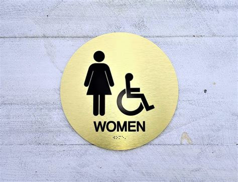 Ada Women Restroom Sign Compliant Bathroom Signs Tactile Braille Signs