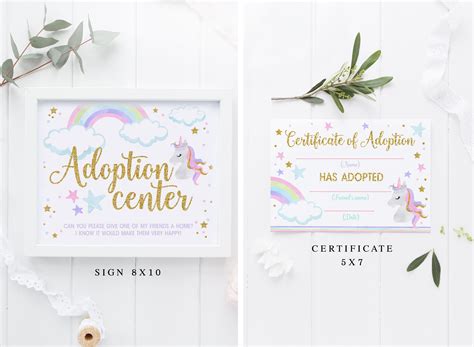 Invitations Announcements Unicorn Adoption Certificate Adopt A