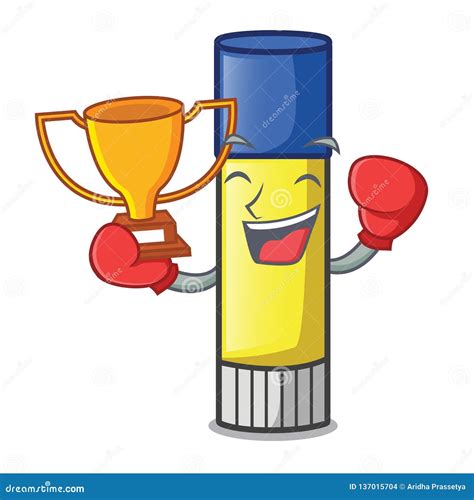 Boxing Winner Cute Cartoon On The Glue Stick Stock Vector