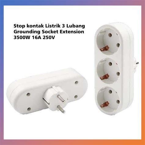 Jual Stop Kontak Steker Listrik 3 Lubang Colokan Grounding Socket 3500W